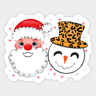 Santa and Snowman Leopard Sparkle Sticker